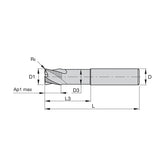 Solid Carbide End Mills • Roughers • Series 4U50 • Radius • Metric - Big-tools Industrial Supply Tools for Metal Cutting